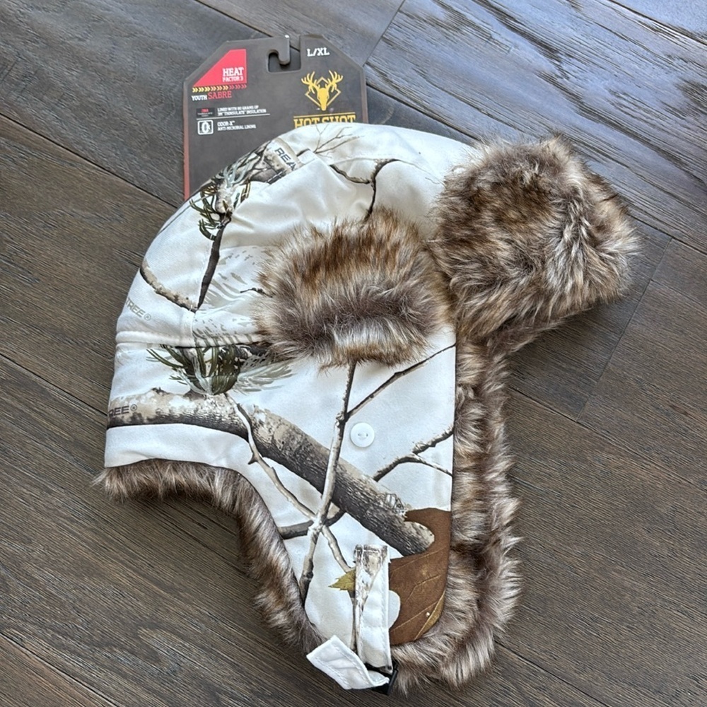 Realtree Hot Shot Heat Factor 3, 3M thinsulate Odor-X,earflap fur lined,trapper